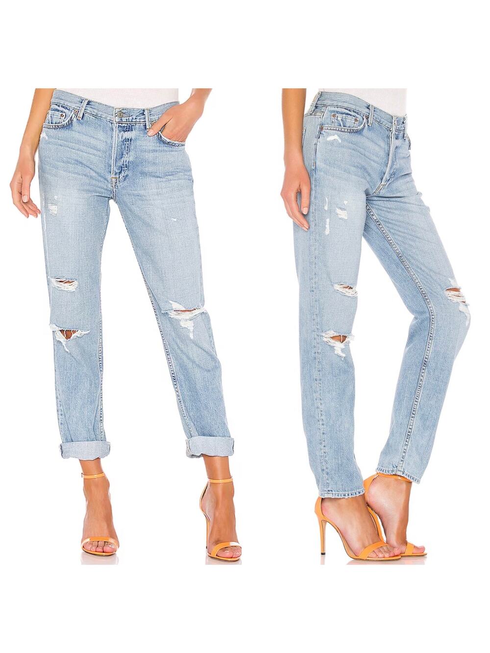 GRLFRND Olivia Boyfriend Jeans Distressed